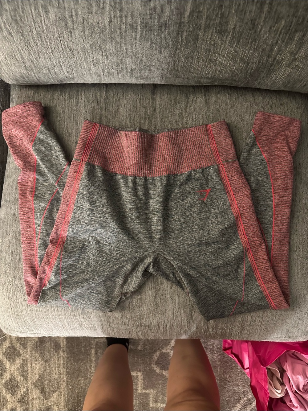 Gymshark Grey & Coral Seamless High-Waist Leggings